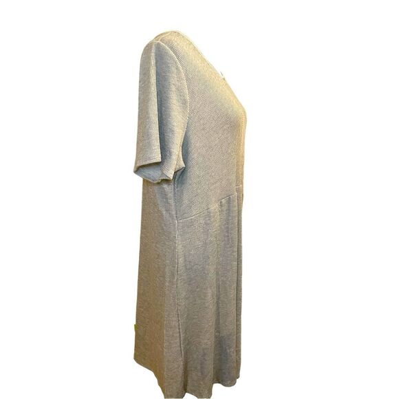 Heatherly for Stitch Fix Gray Ribbed Tie-Back Dress | Cozy Fall Lounge T-Shirt D - Picture 9 of 16